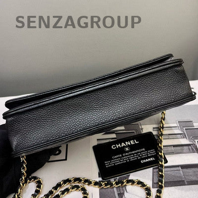 Chanel Black Caviar Leather WOC Chain Shoulder Crossbody Bag Classic
