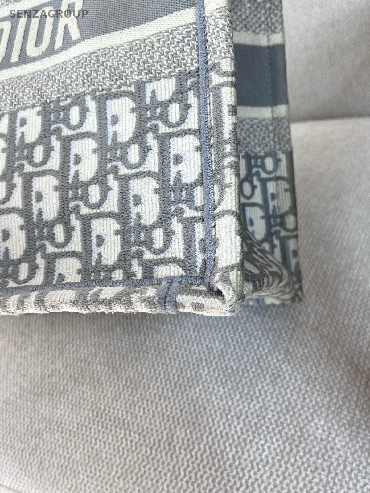Christian Dior Book Tote MM Monogram Canvas Shoulder Handbag Grey Women Classic
