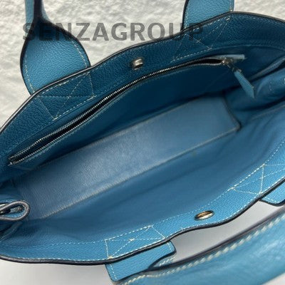 Vintage Hermès Togo Blue Tote Bag Women's Briefcase Silver Hardware