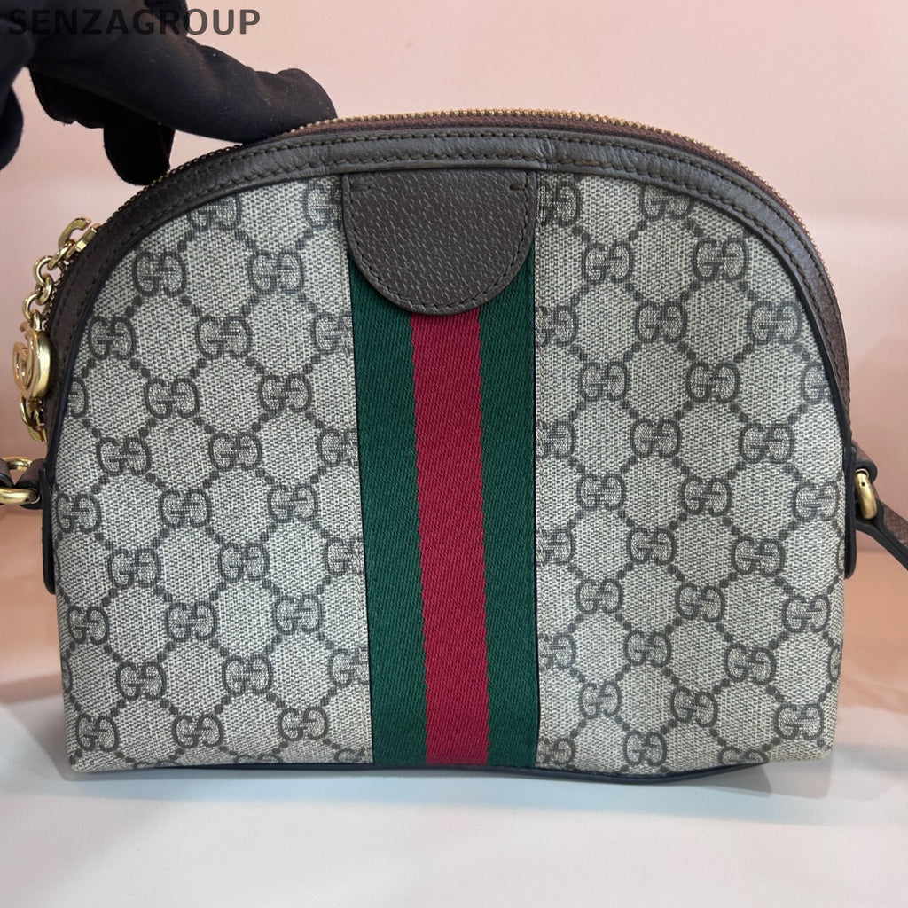 Gucci GG Supreme Shell Shoulder Crossbody Bag Brown Beige Classic Women