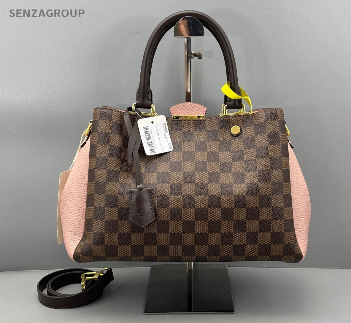 Louis Vuitton Brityany Damier Ebene Top Handle 2way Shoulder Handbag Women Brown