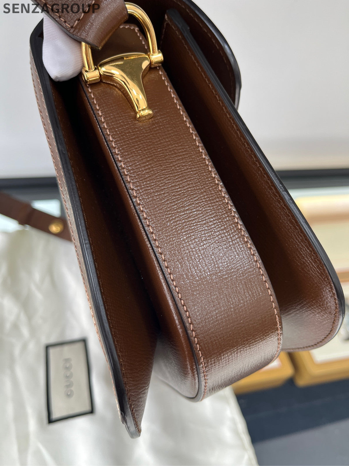 Gucci Horsebit 1955 GG Supreme Shoulder Bag Brown Gold Hardware Classic