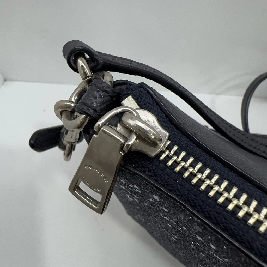Coach Blue Glitter Leather Top Handle Crossbody Shoulder Handbag For Women