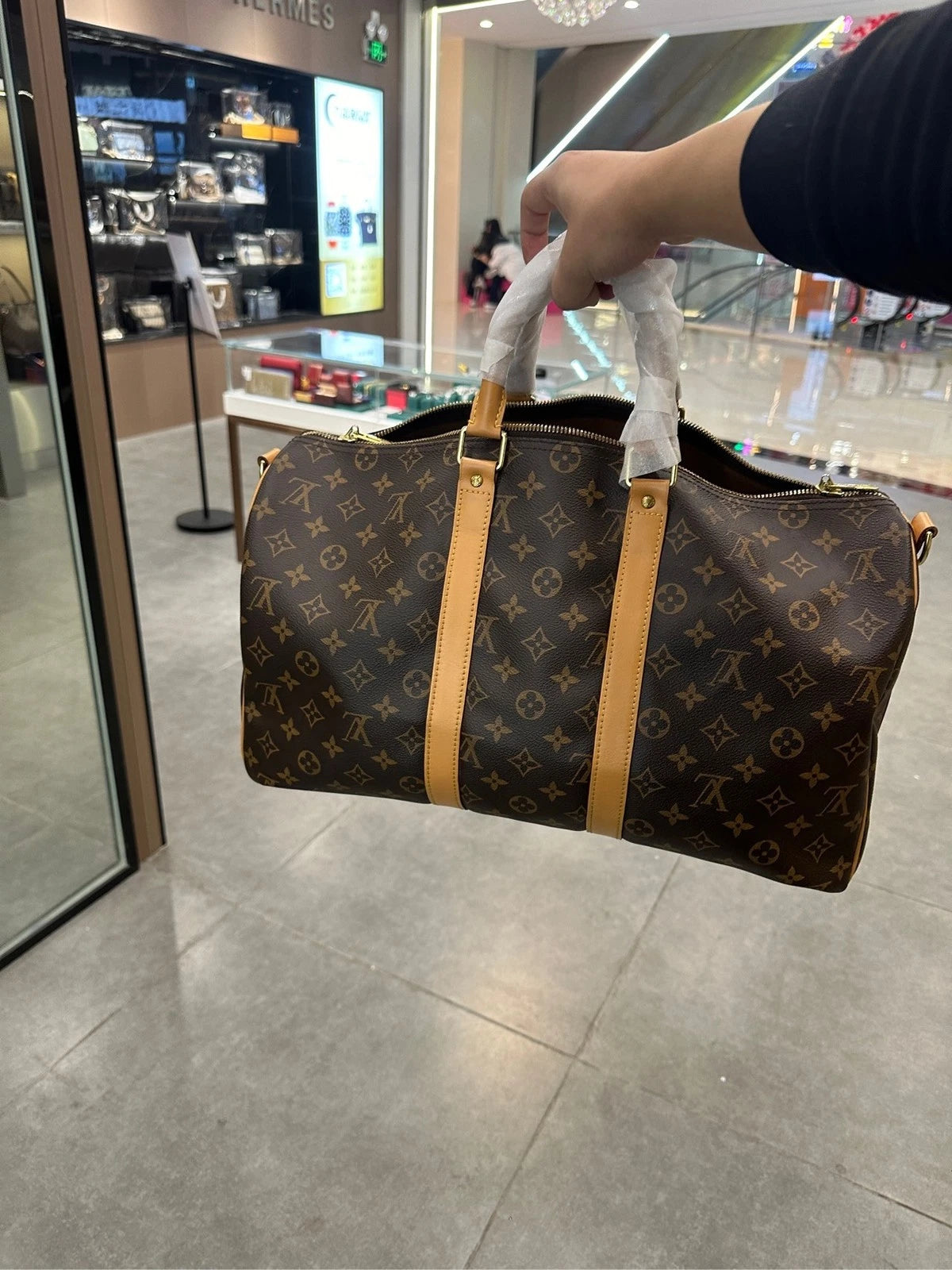 Louis Vuitton Keepall 45 Canvas Travel Shoulder Handbag For Women
