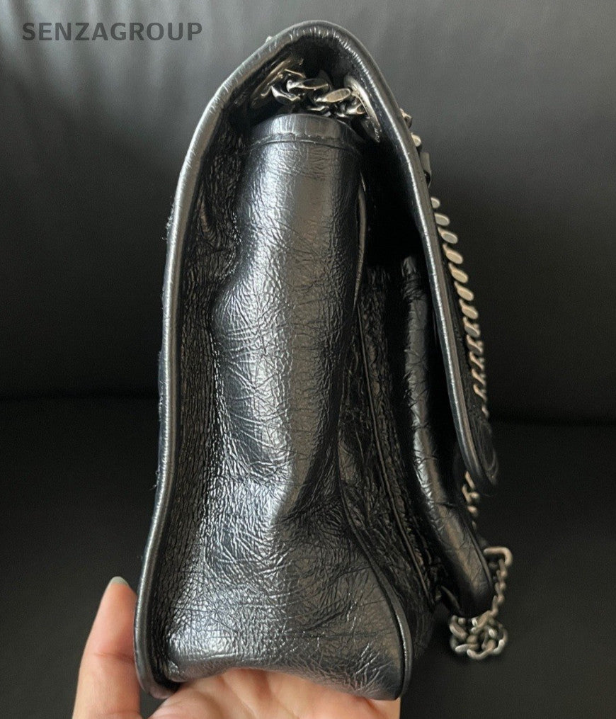 Saint Laurent Niki MM Chain Shoulder Bag Black Silver Used Women Classic