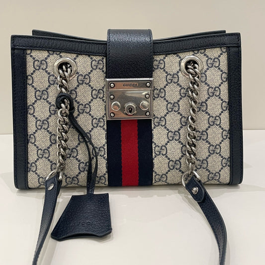 Gucci GG Marmont Padlock Shoulder Bag Brown Silver Hardware