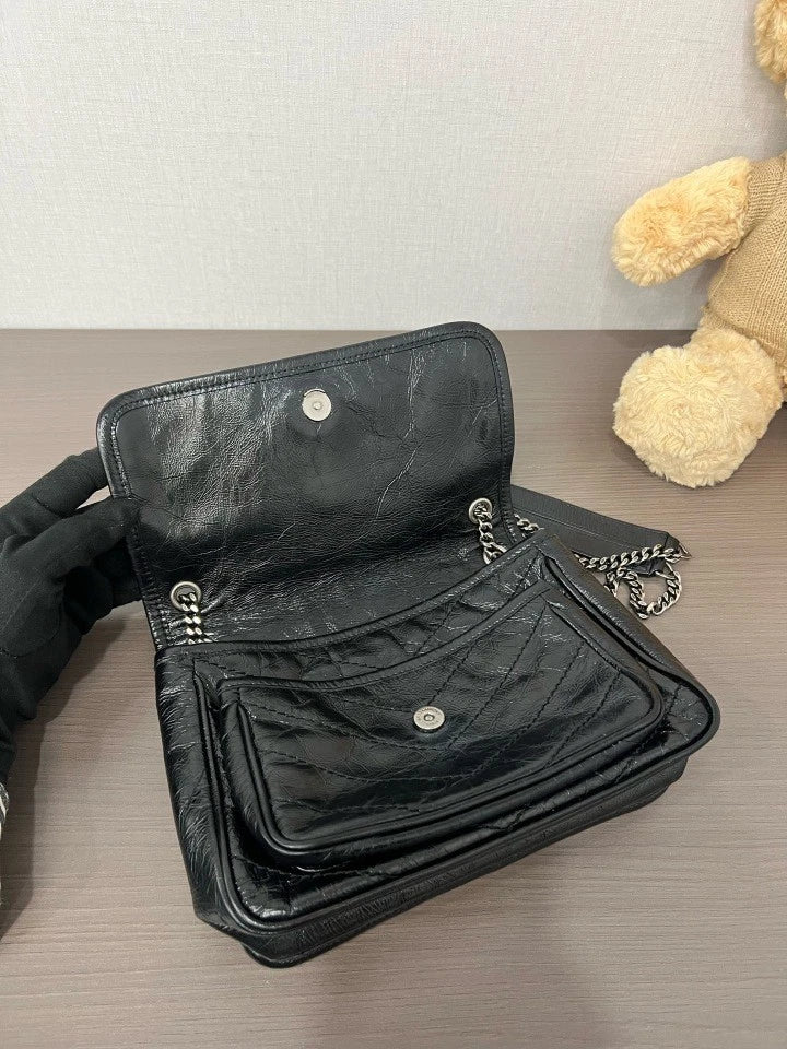 YSL Black Silver Small Niki Shoulder Crossbody Bag For Women