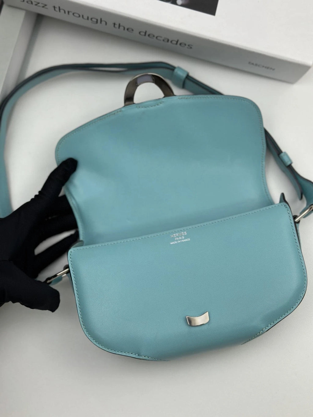 Excellent Hermes Cherche Mini Blue Shoulder Bag Silver Hardware with Dust Bag