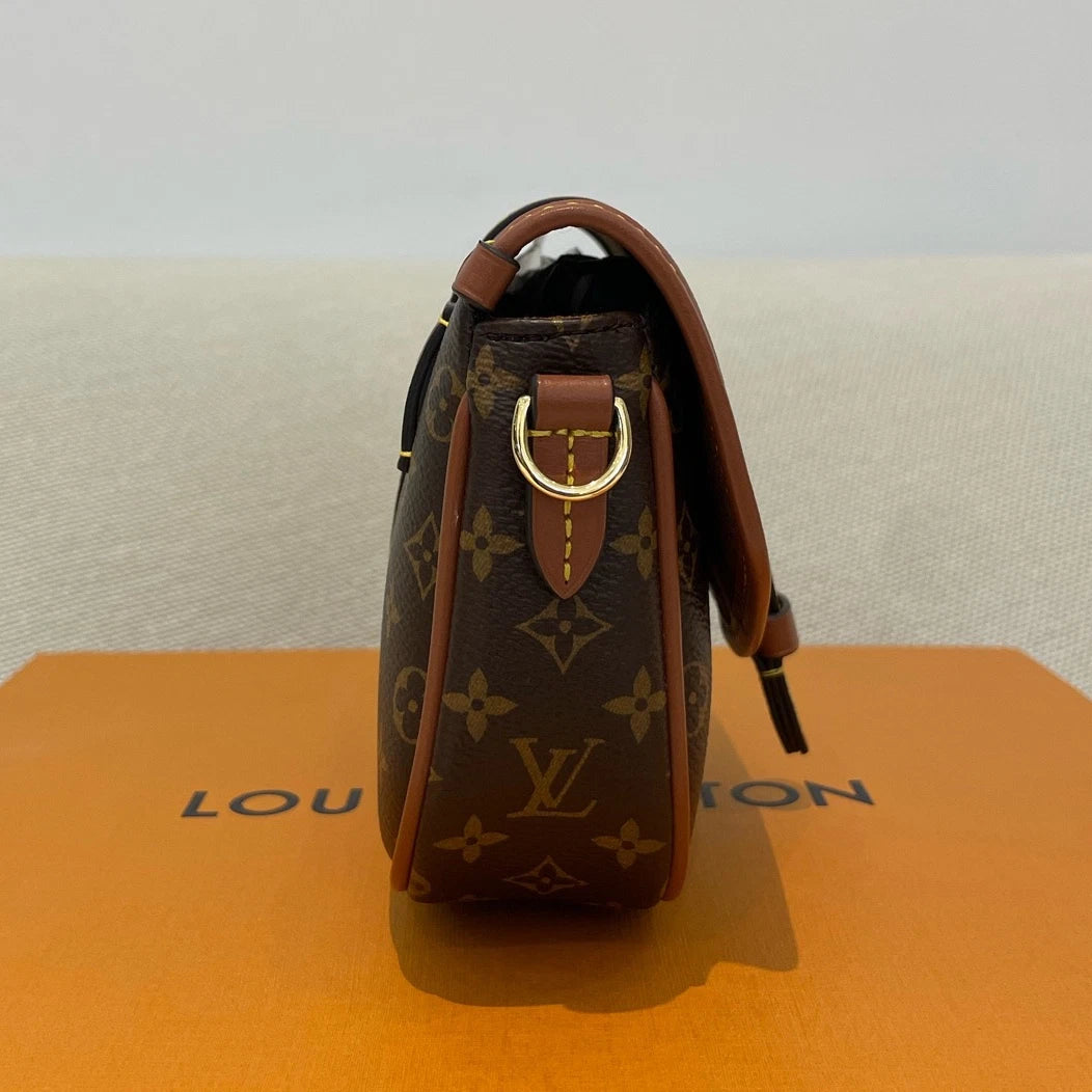 Louis Vuitton Solo Monogram Chain Shoulder Bag Crossbody Brown Gold Women