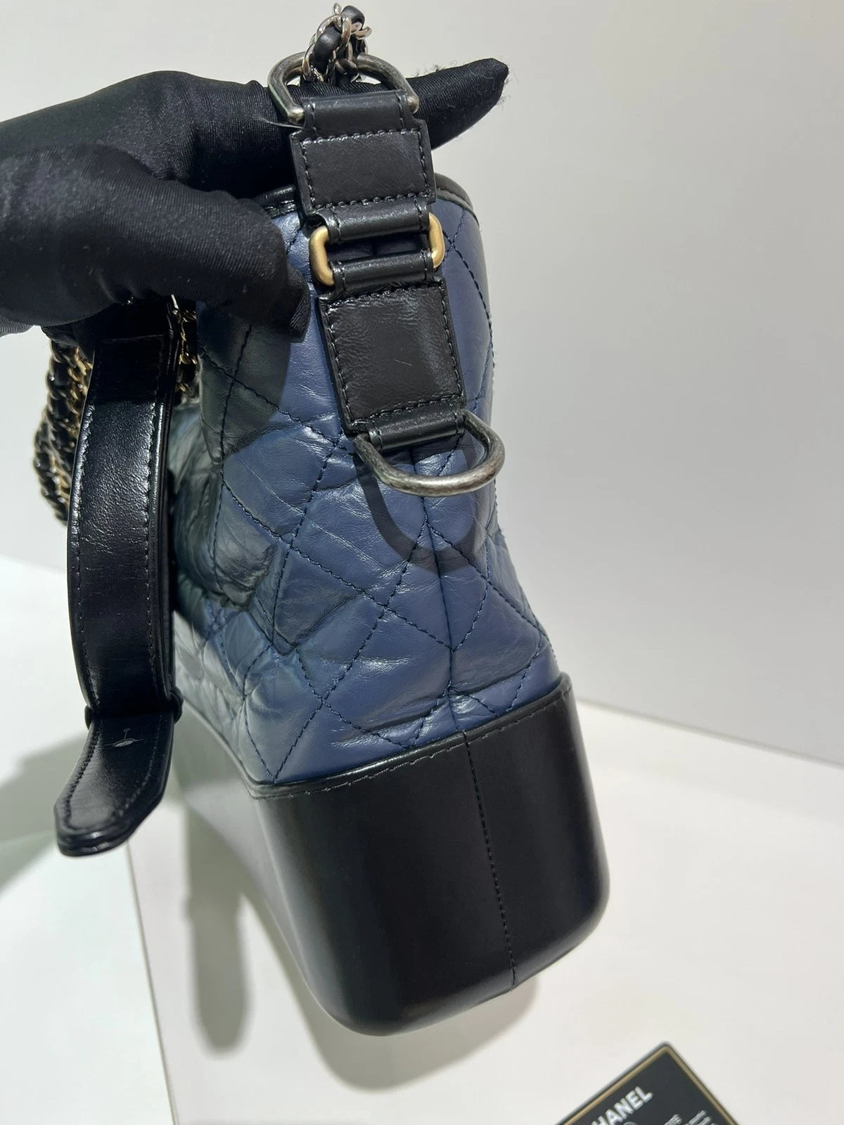CHANEL Blue Black Medium Shoulder Bag For Women
