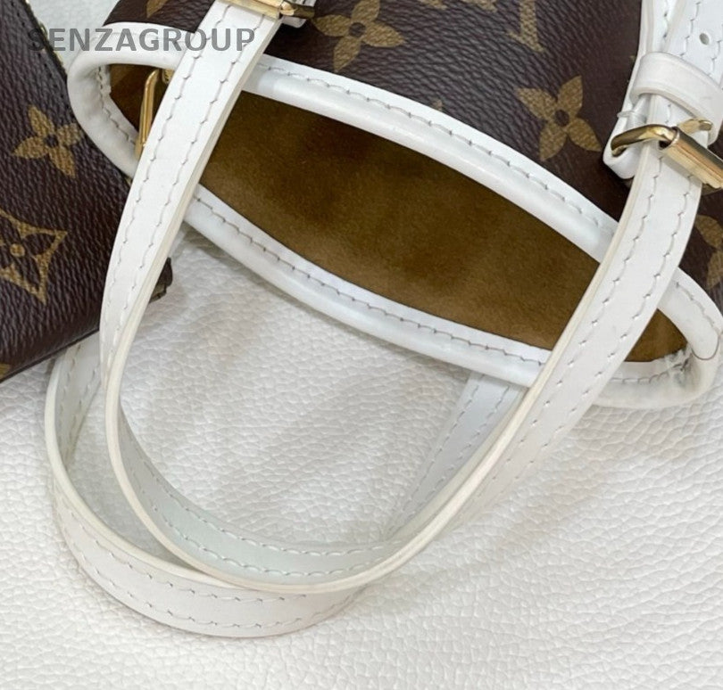 Louis Vuitton Monogram Nano Bucket Top Handle Bag Crossbody Brown Gold Women