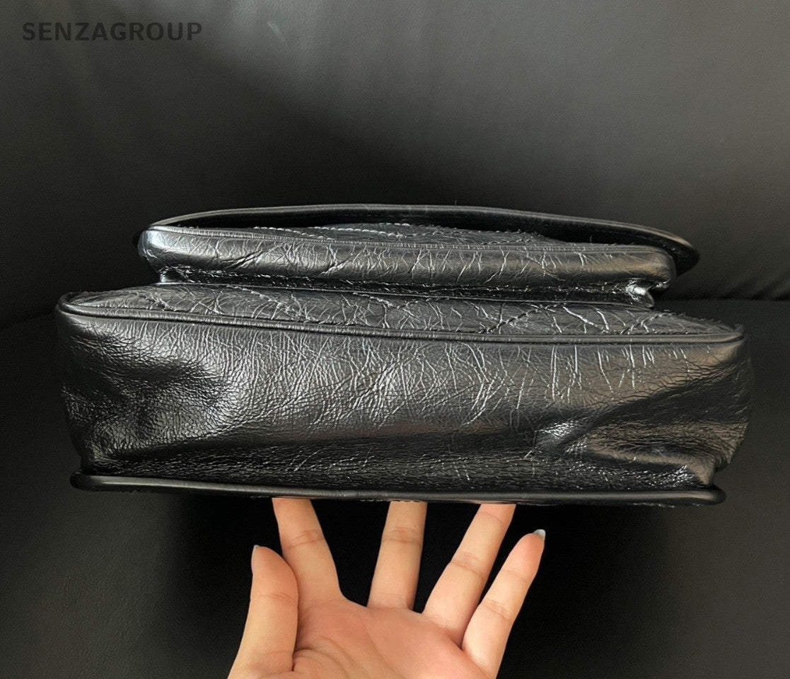 Saint Laurent Niki MM Chain Shoulder Bag Black Silver Used Women Classic