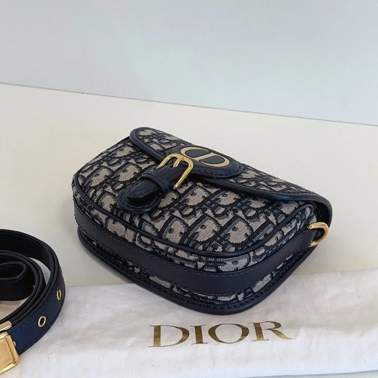 Dior Saddle Gold Navy Shoulder Bag Crossbody Excellent