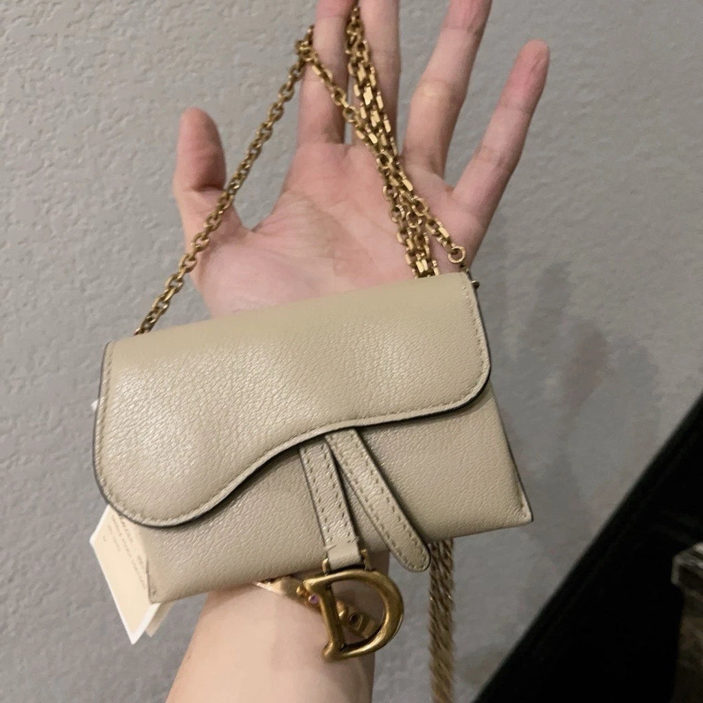 Dior Saddle Beige Chain Bag Wallet Excellent