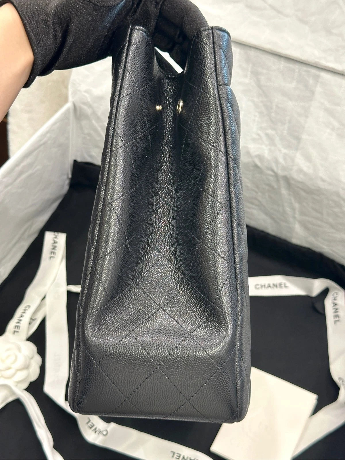 CHANEL GST Black Leather Large Tote Shopping Bag For Women