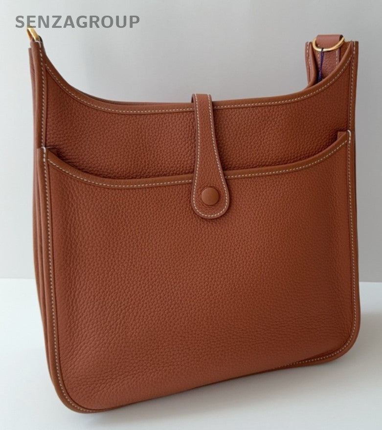 HERMES Evelyne Mini Shoulder Bag Crossbody Brown Gold Used Women Classic