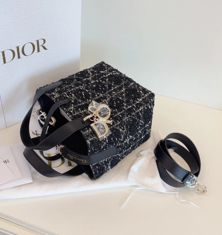Christian Dior Toujours PM Tote Top Handle Bag Shoulder Bag Black Women Fashion