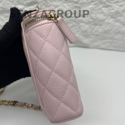 Chanel Pink Quilted Calfskin Chain Shoulder Bag Gold Hardware