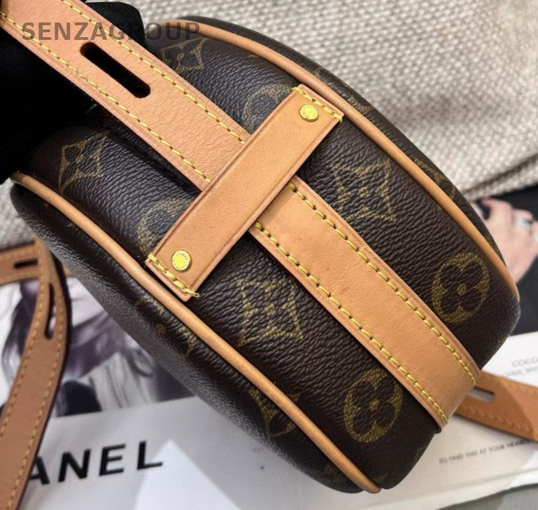 Louis Vuitton Monogram PM Crossbody Brown Gold Women Classic
