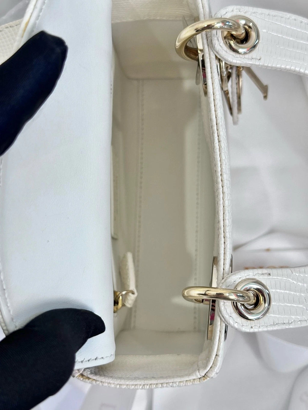 Dior Lady Dior 3-grid White Handbag Crossbody Bag For Women