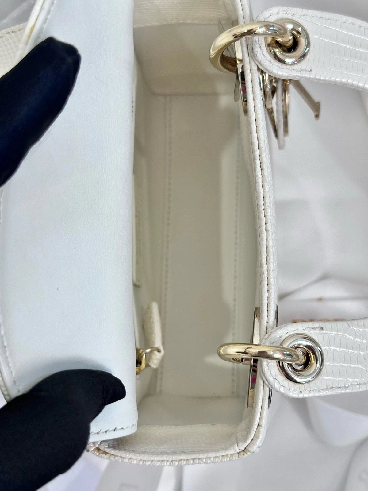 Dior Lady Dior 3-grid White Handbag Crossbody Bag For Women