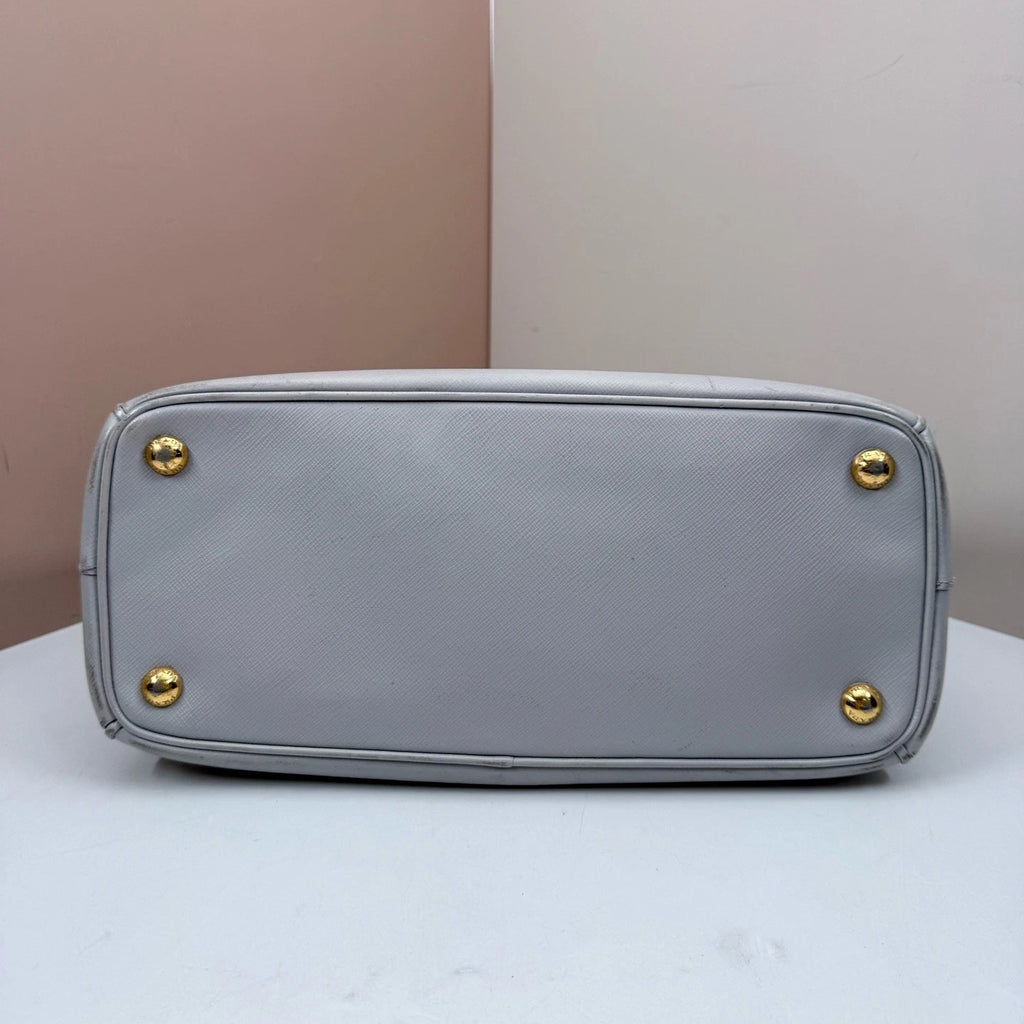 Prada Galleria 2Way Top Handle Bag Crossbody Gray Gold Used Women Classic