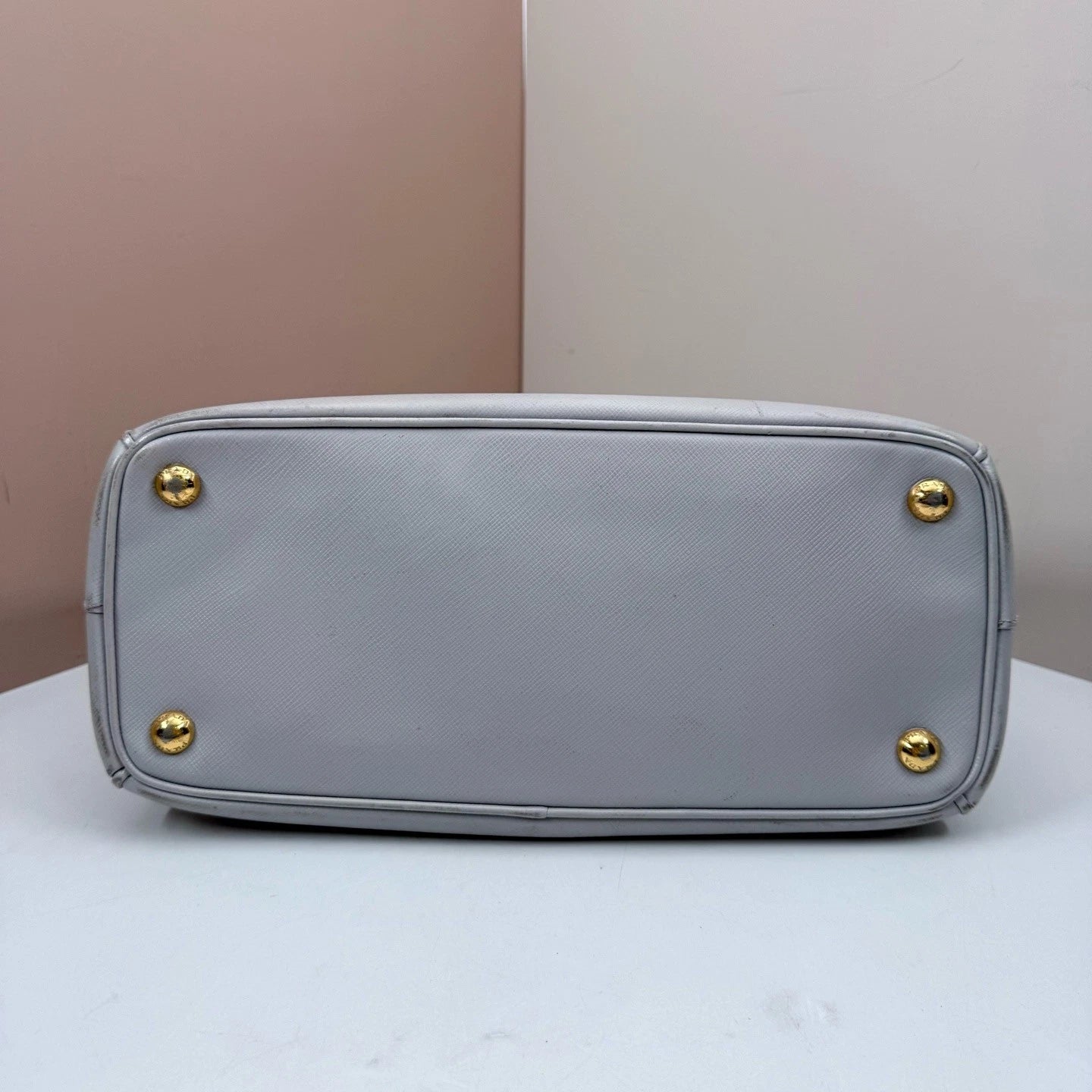 Prada Galleria 2Way Top Handle Bag Crossbody Gray Gold Used Women Classic