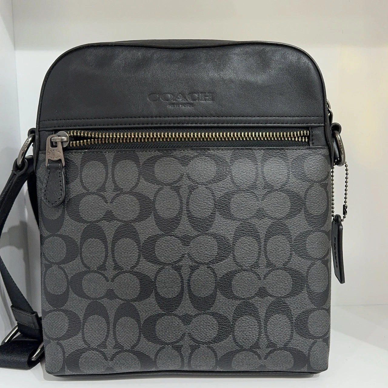 Coach Black Canvas Monogram Camera Shoulder Crossbody Bag For Women