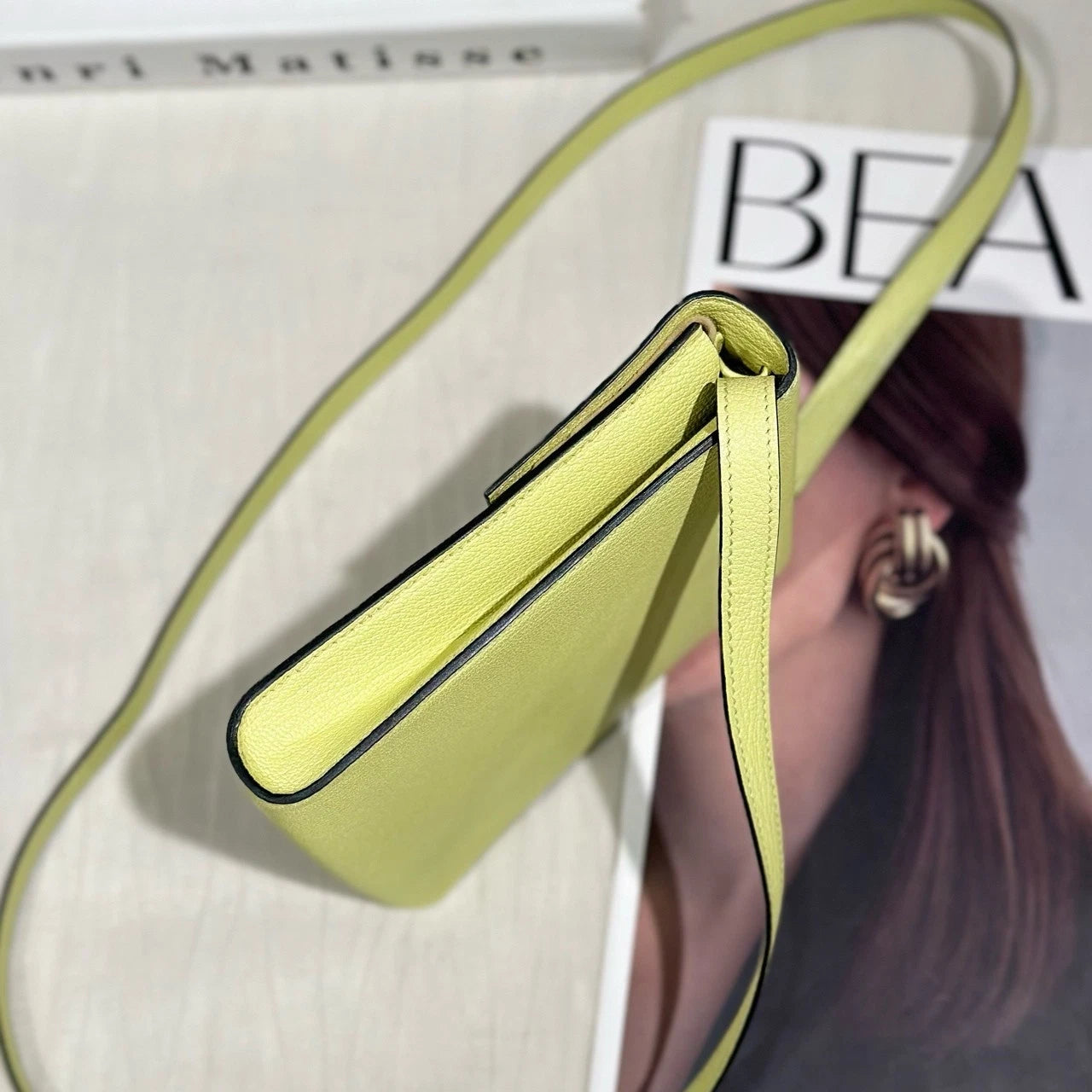Hermes Clic Yellow Goat Leather Shoulder Bag For Women