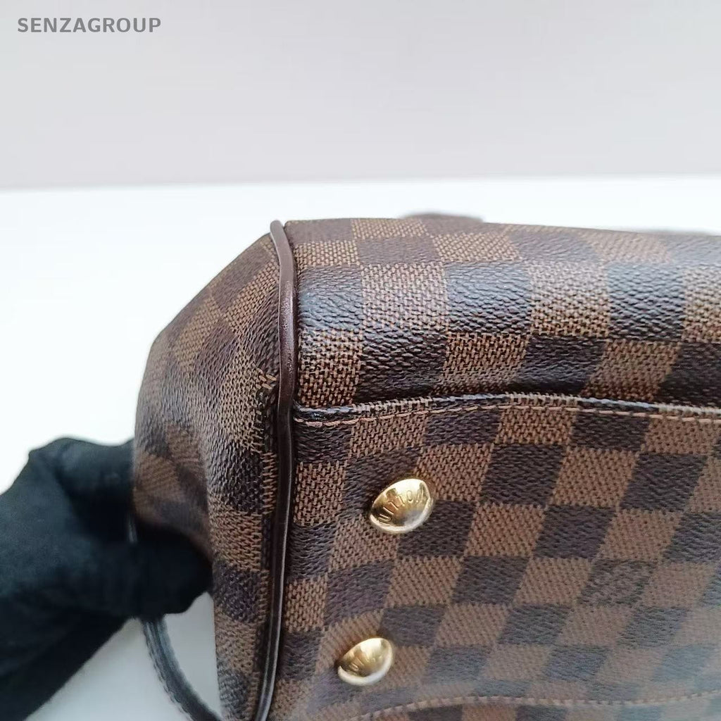 Louis Vuitton Trevi Damier Ebene Top Handle Shoulder Tote Brown Women Classic