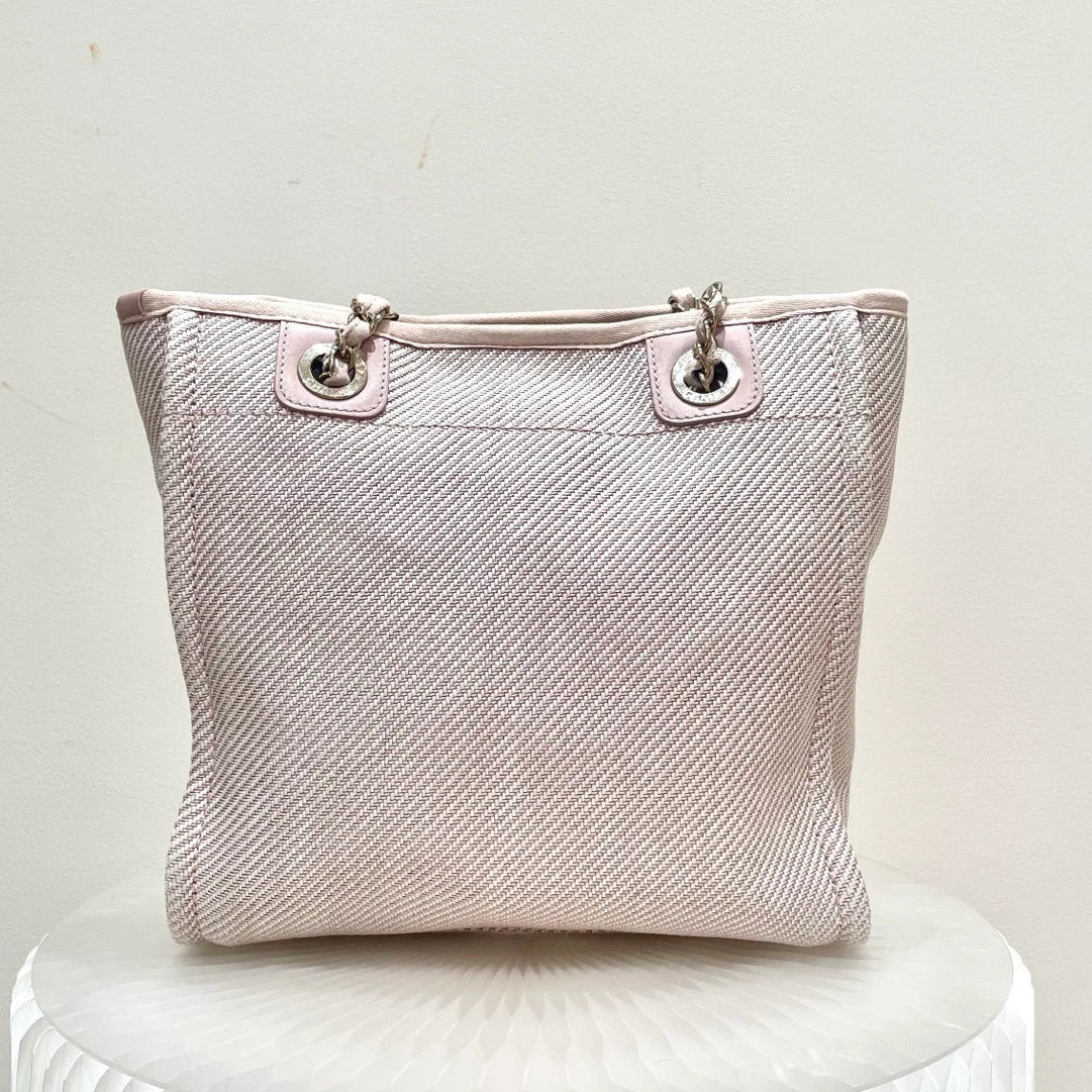 Chanel Beach Bag PM Tote Chain Shoulder Bag Pink Used Women Classic