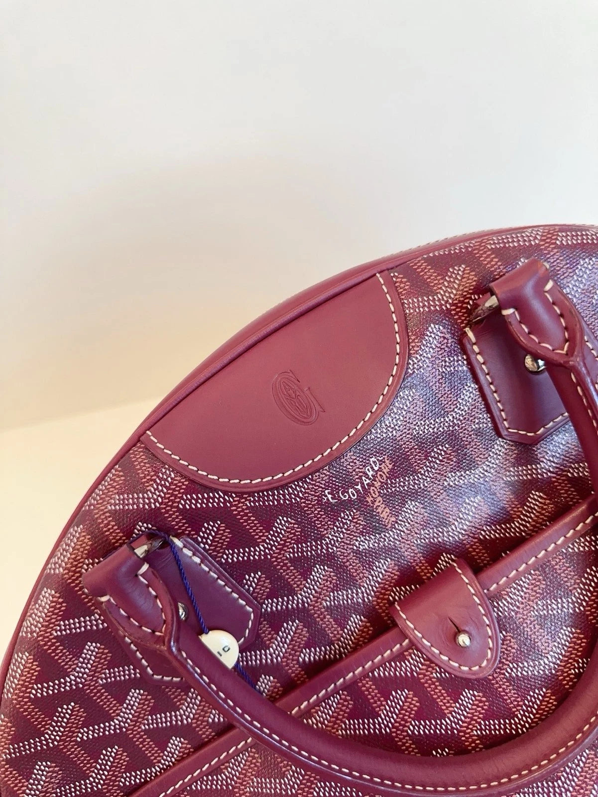 Excellent Goyard Bowling Bag Monogram Top Handle Bag Red Silver Hardware Women