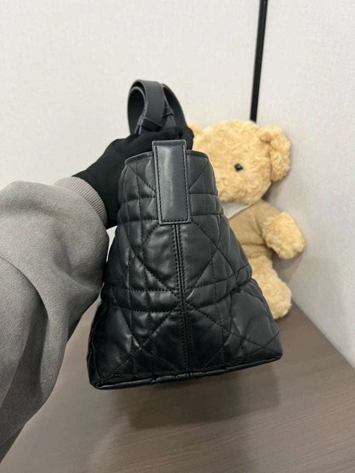 Dior Toujours Medium Black Calfskin Gold Hardware Tote Bag For Women