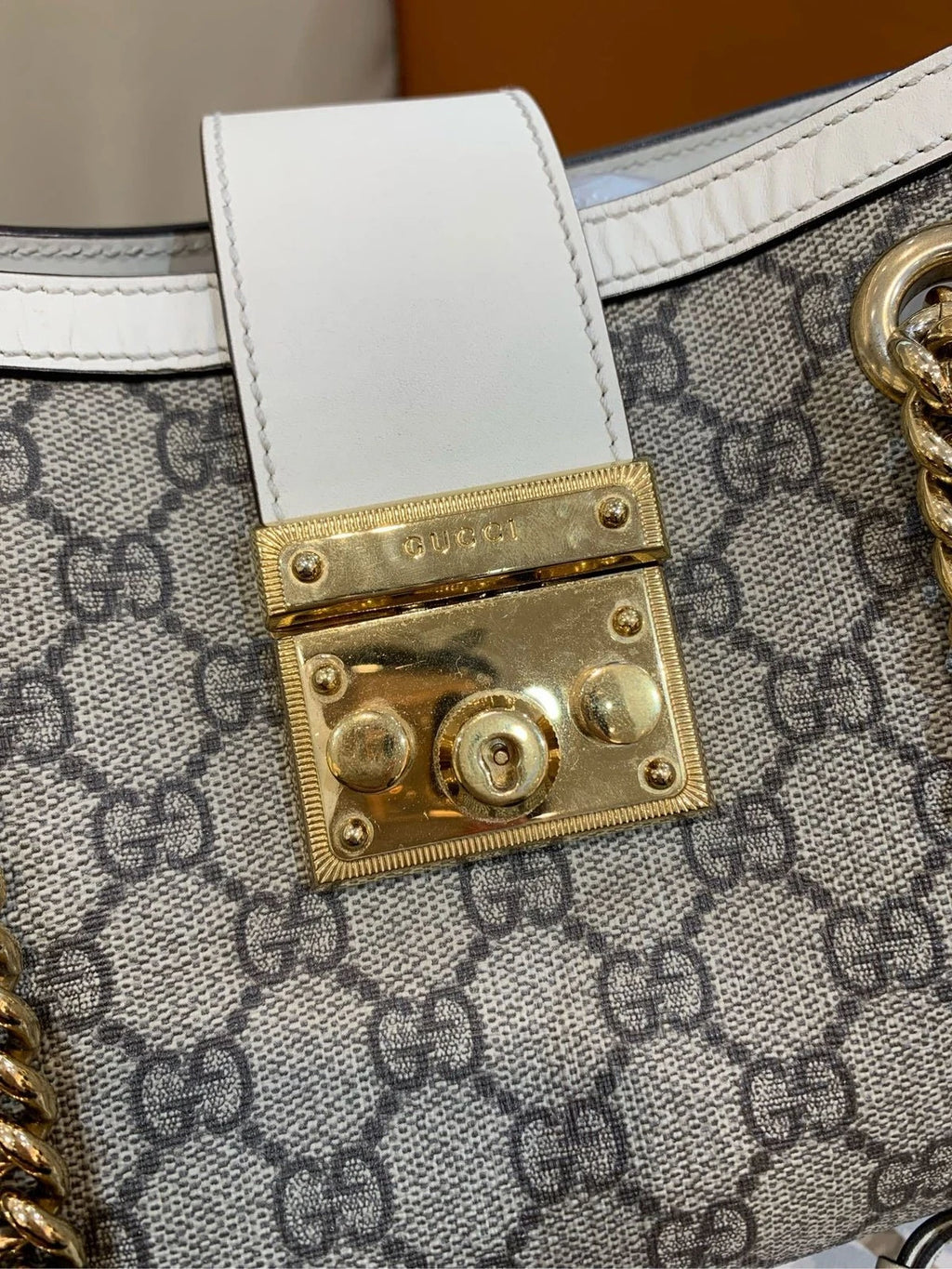 GUCCI Padlock Small GG Supreme Canvas Shoulder Bag For Women