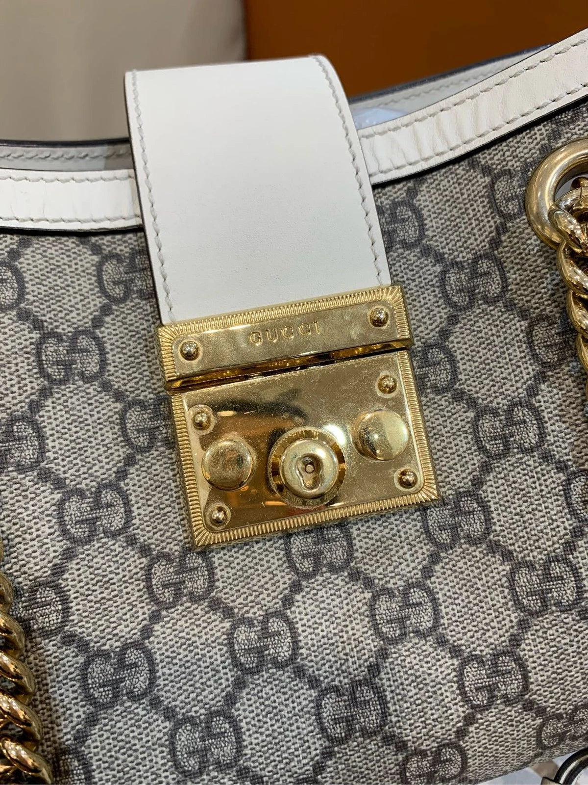 GUCCI Padlock Small GG Supreme Canvas Shoulder Bag For Women