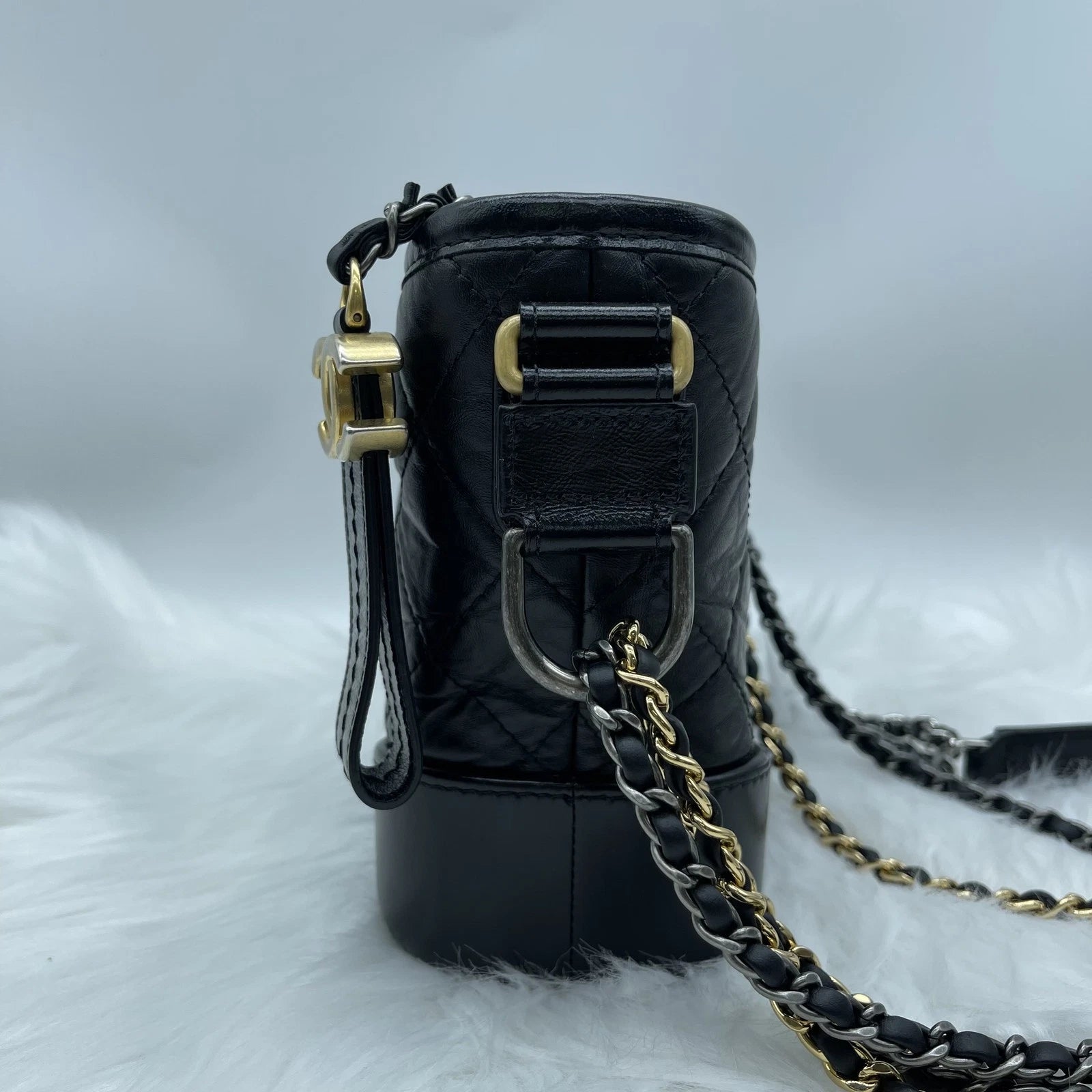 CHANEL Gabrielle Vintage Black Calfskin Shoulder Crossbody Bag For Women