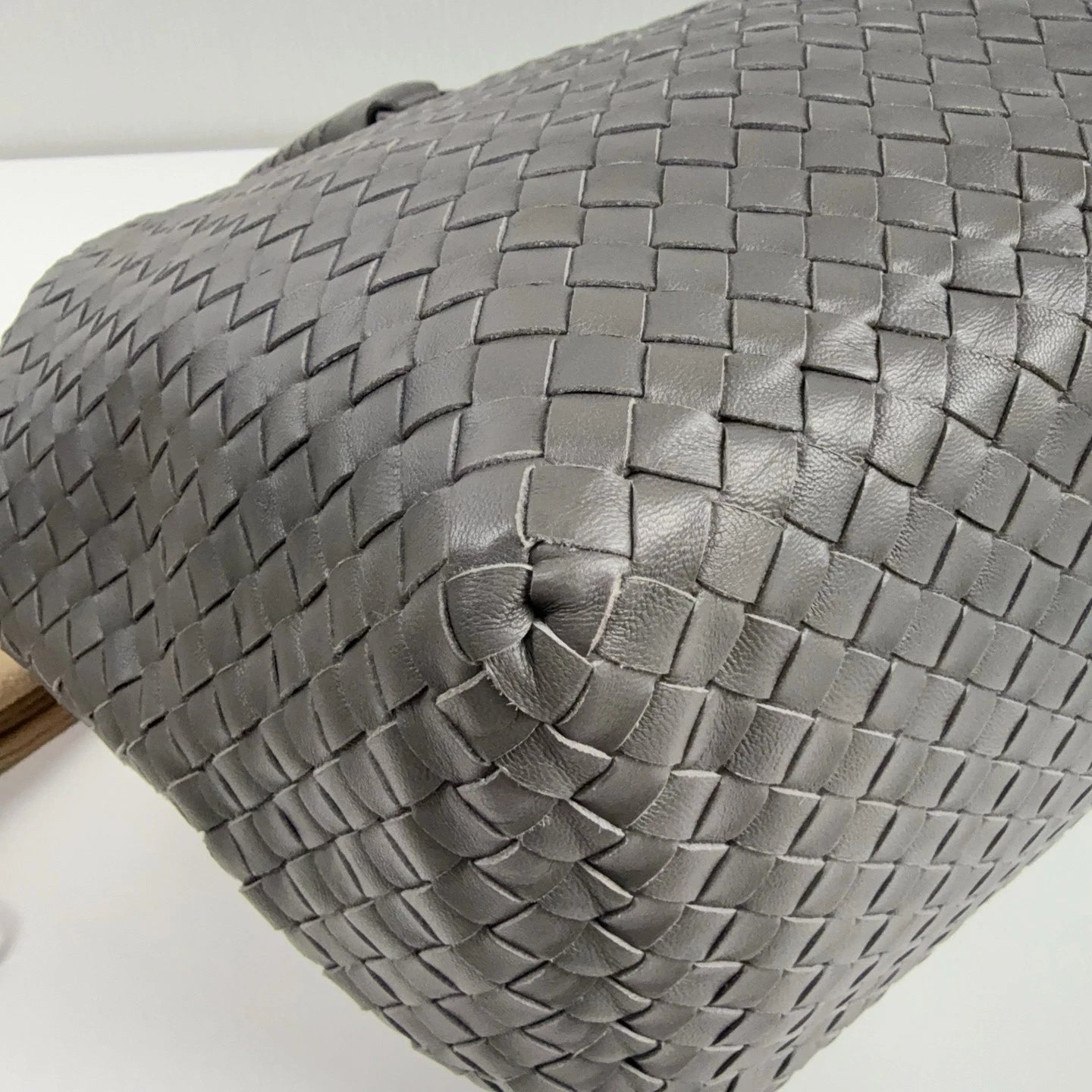 Bottega Veneta Gray Woven Leather Tote Shoulder Handbag For Women