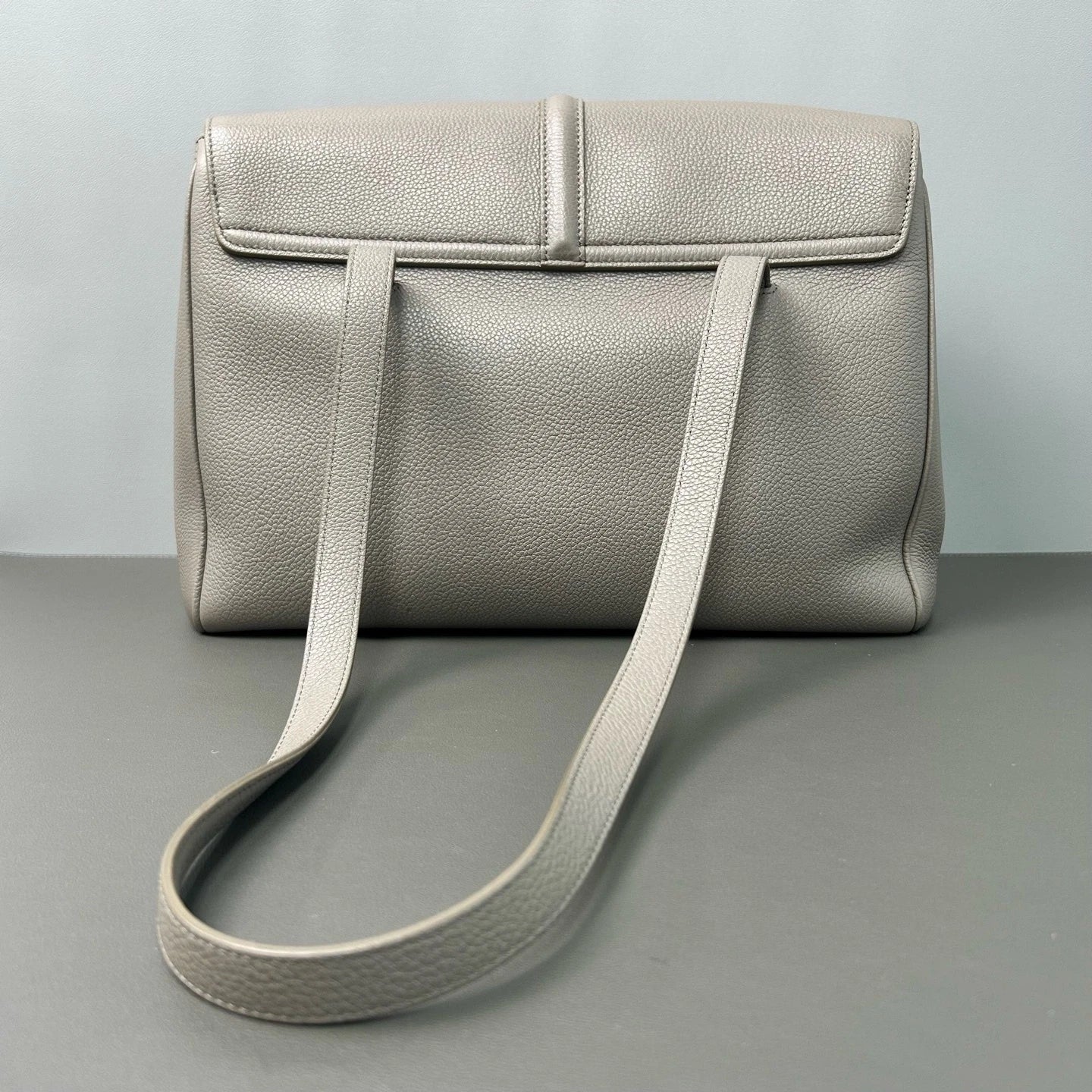 Celine Soft 16 Medium Grey Leather Tote Shoulder Crossbody Bag For Women