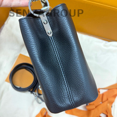 Louis Vuitton Capucines MM Black Silver Handbag Shoulder Bag Classic Women