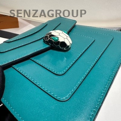 Bvlgari Serpenti Forever Green Leather Chain Shoulder Bag Gold Clasp