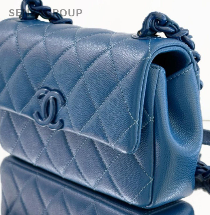 Chanel Classic Flap Mini Chain Shoulder Bag Blue Diamond Women Designer
