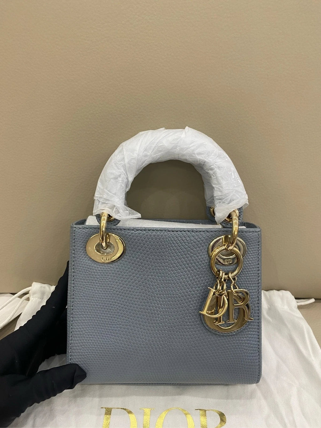 Dior Lady Dior Blue Crossbody Top Handle Excellent