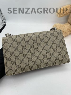 Gucci Dionysus Chain Shoulder Bag Brown Silver Hardware Classic Women