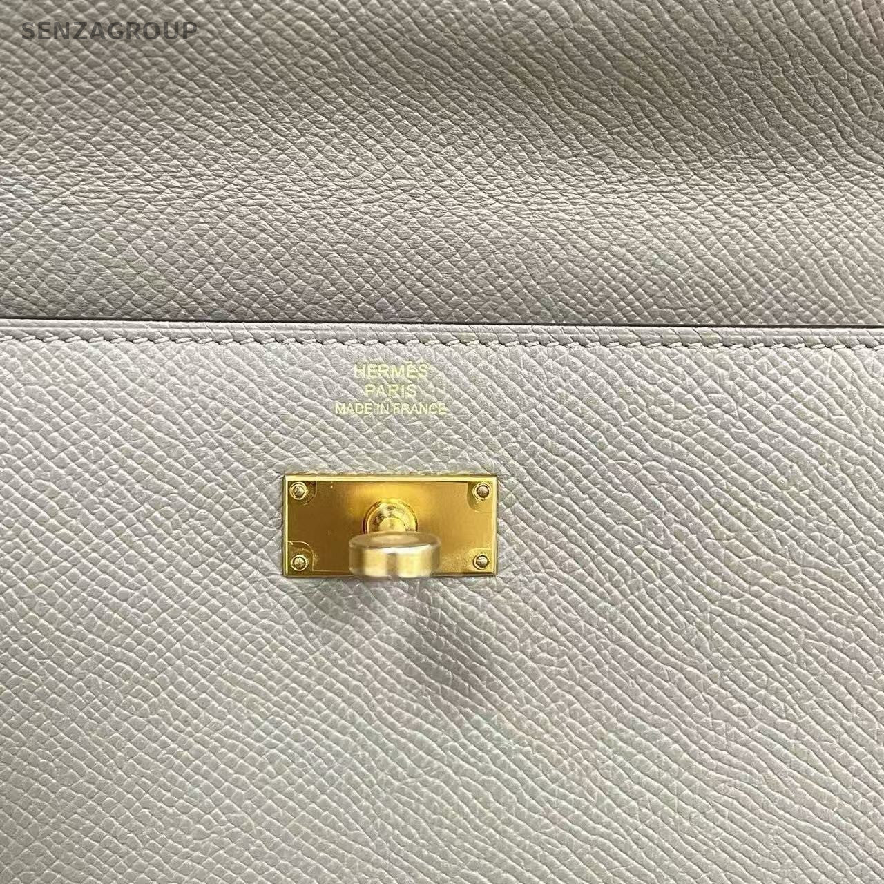 Hermes Kelly Long Wallet Epsom Leather Gray Gold Women