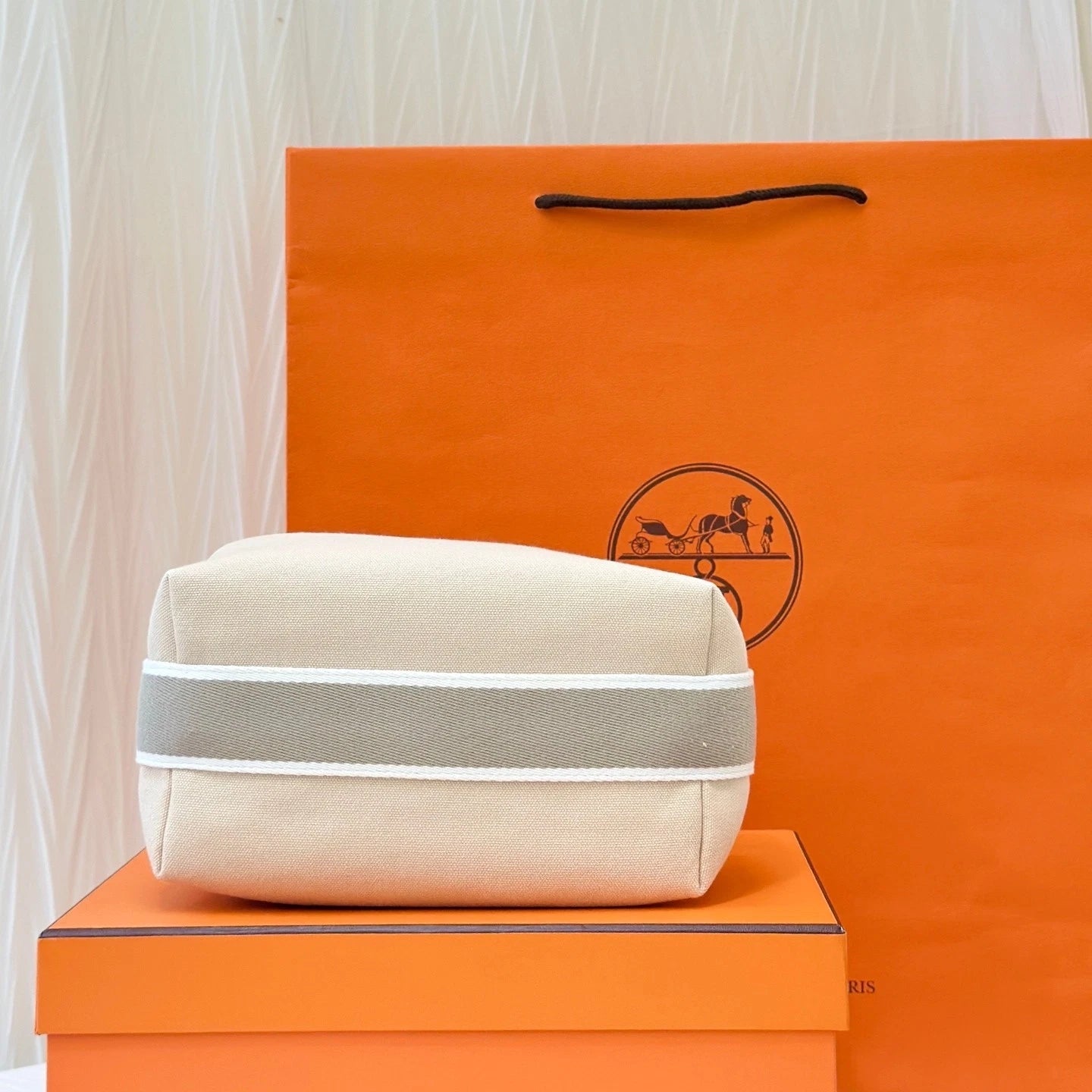 Hermes Canvas Beige Bride a Brac Large Shoulder Bag For Women