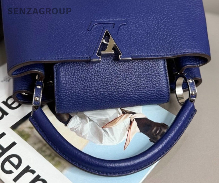 Louis Vuitton Capuciness BB Top Handle Bag Blue Silver Women Classic