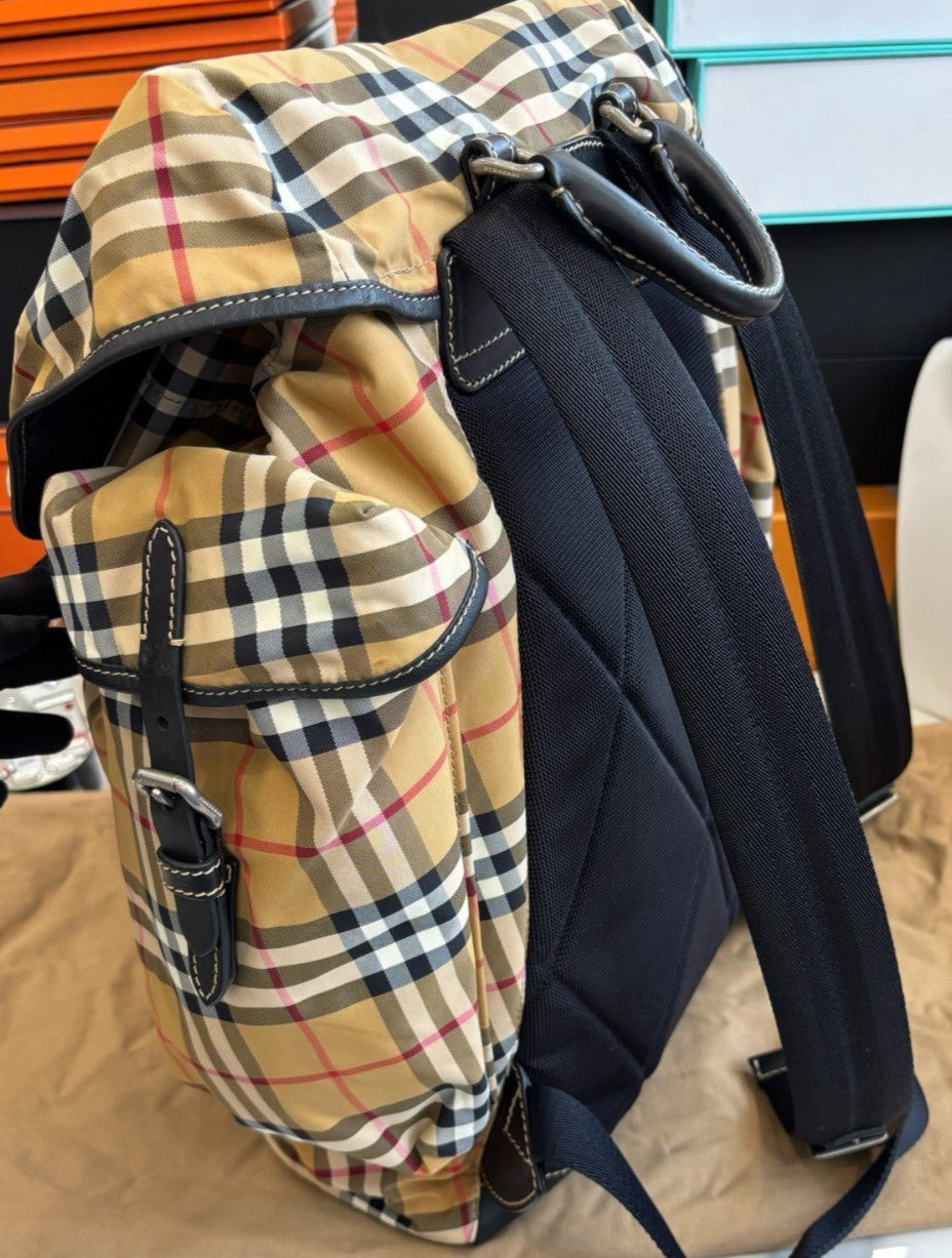 Burberry Classic Check Canvas Backpack Shoulder Bag Multicolor Unisex Adluts