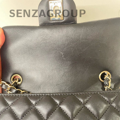 Chanel Classic Flap Mini Black Gold Quilted Chain Shoulder Bag