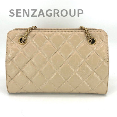 Chanel Quilted Tote Bag with Chain Strap, Beige Gold Hardware, Classic Women's