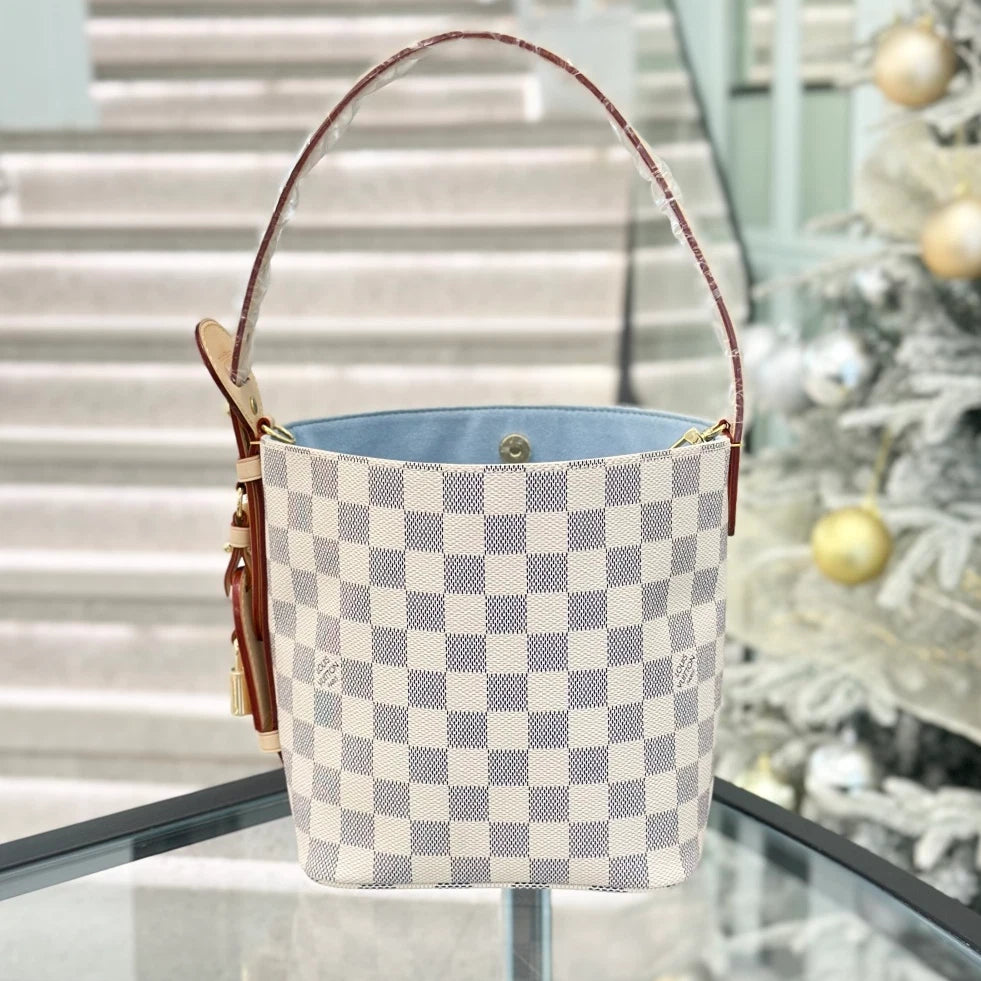 Louis Vuitton Alin BB Damier Azur Top Handle Crossbody Bag White Women S
